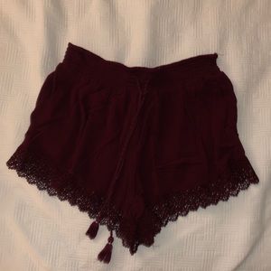 Maroon Soft Shorts with Lacing
